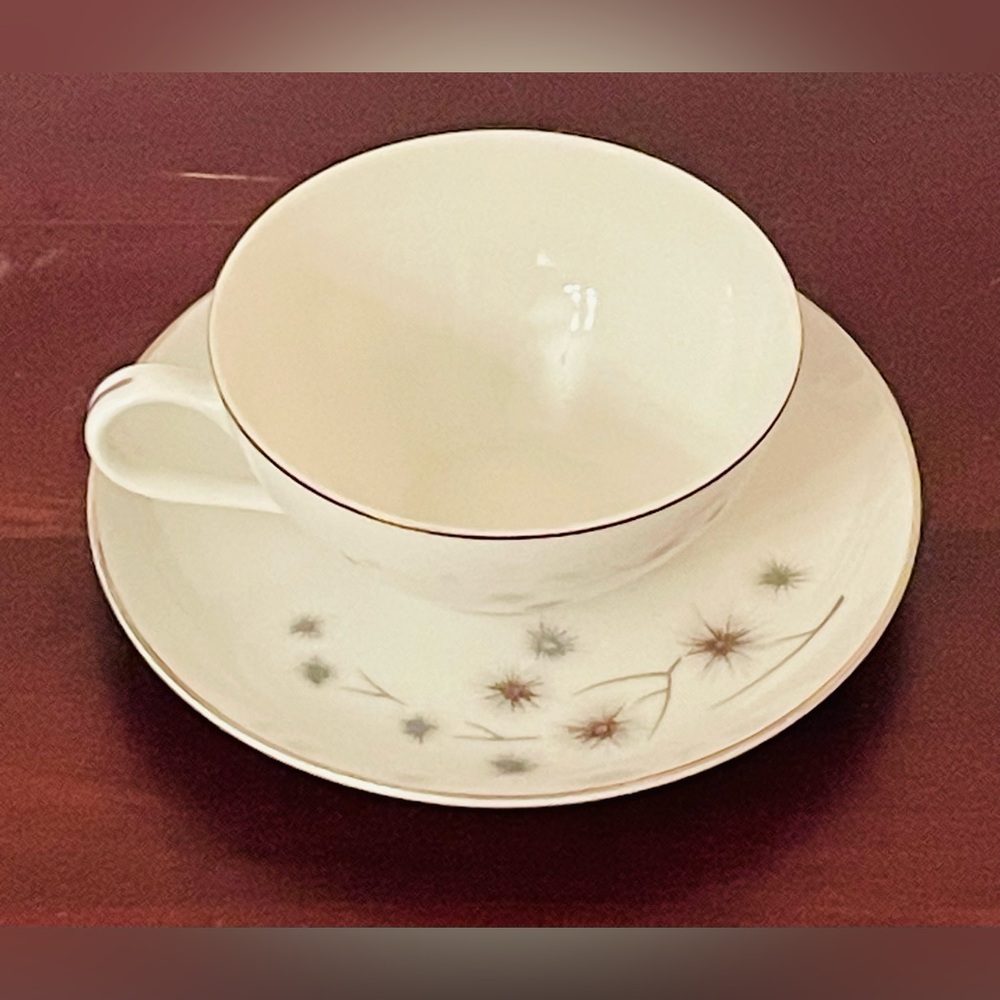 Creative Fine China-Pattern 1014 Platinum Starburst Complete Set of‎ Four